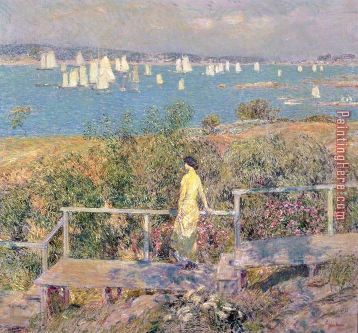 childe hassam Yachts in Gloucester Harbor